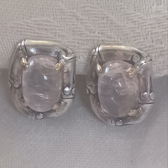 John Hardy Jewelry - John Hardy Bamboo Rose Quartz Earrings, SS & 18k Gold